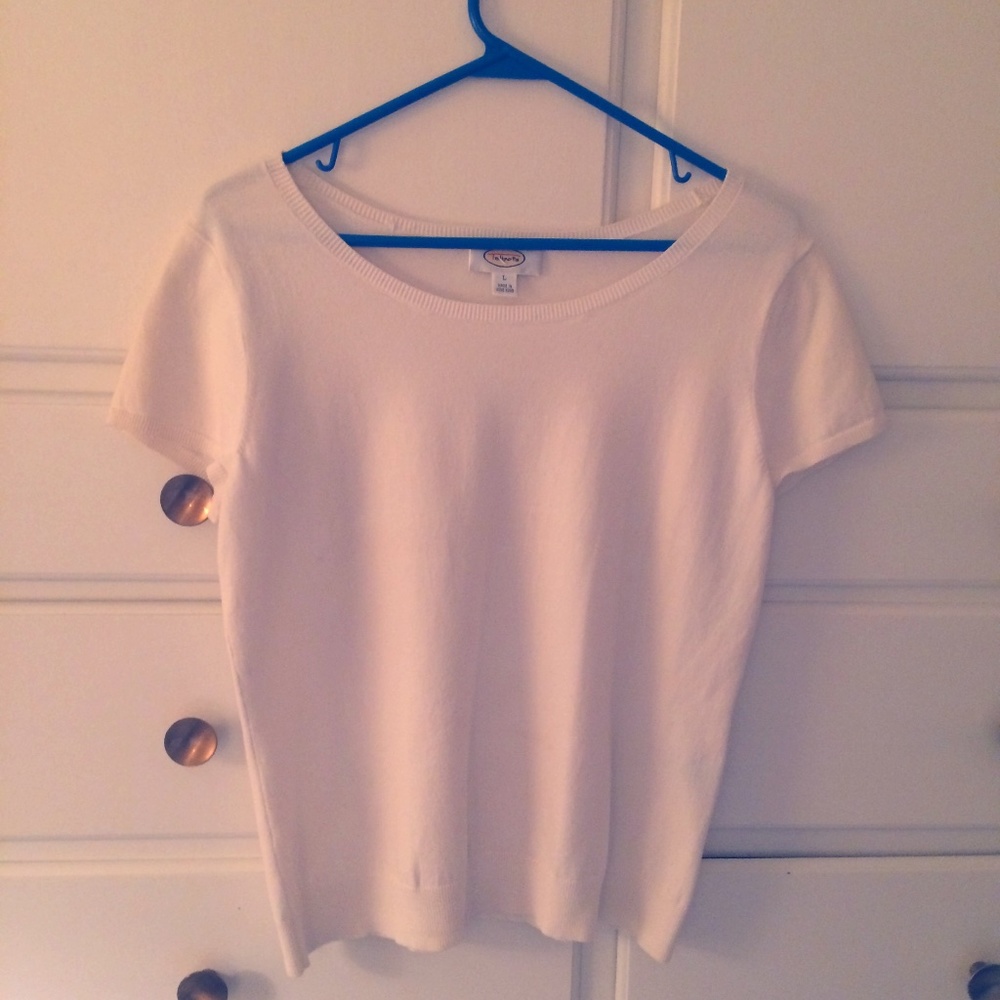 White Cotton/Nylon Blend short sleeve shell